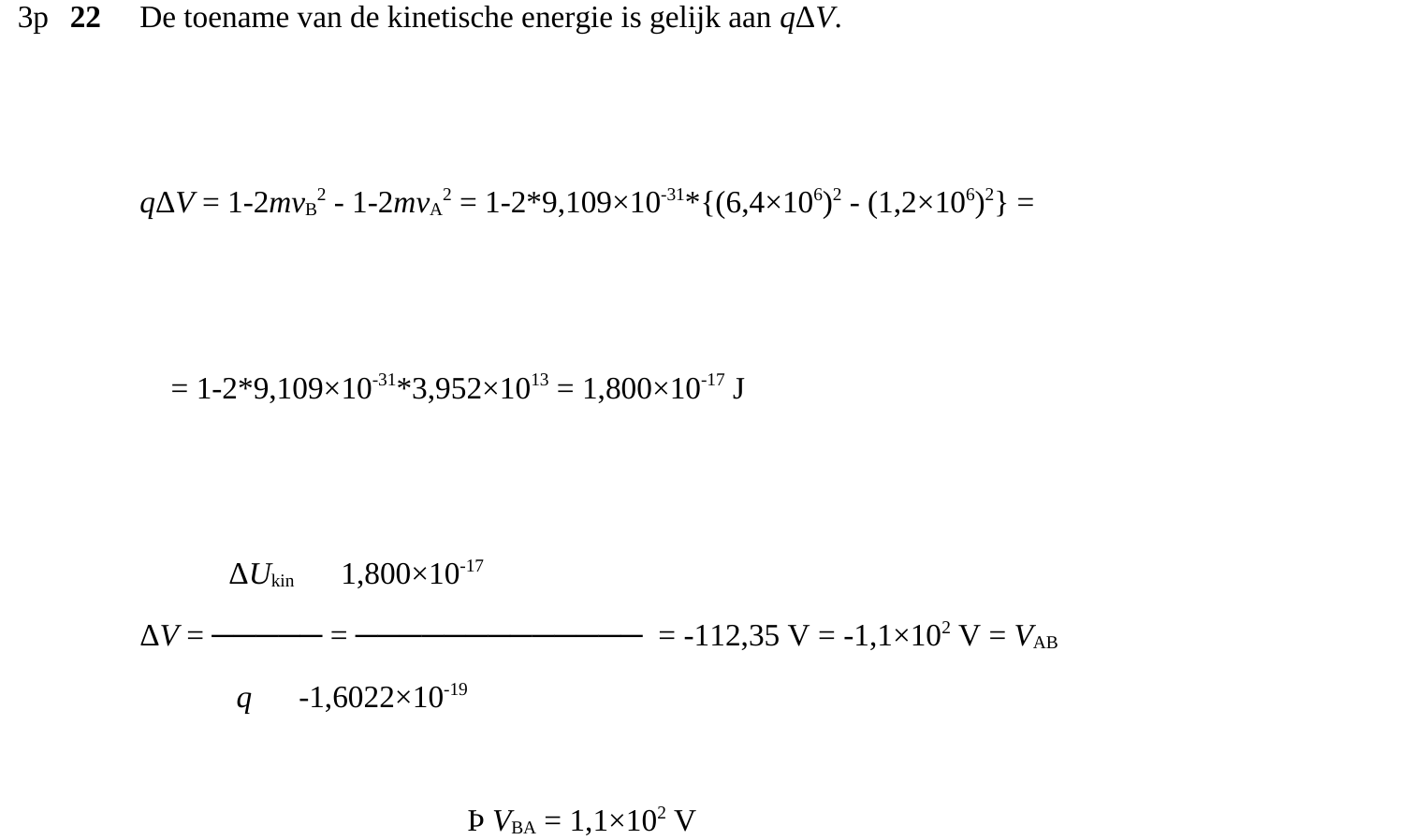 beoordelingsmodel vraag 22