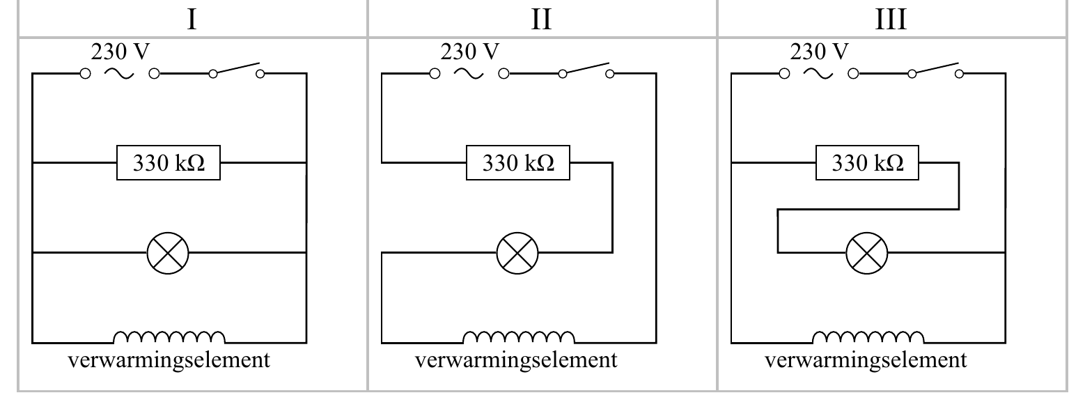 I II III 230 V 230 V 230 V 330 kΩ 330 kΩ 330 kΩ verwarmingselement verwarmingselement verwarmingselement