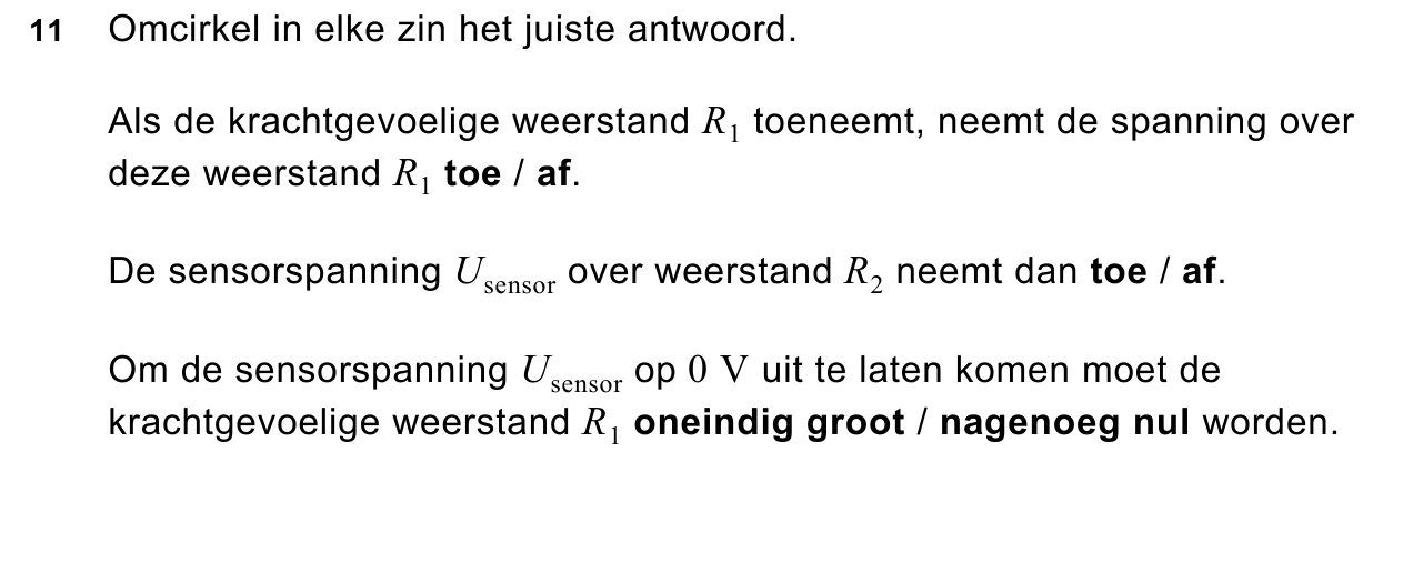 uitwerkbijlage bij vraag 11