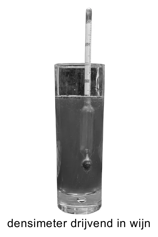densimeter drijvend in wijn