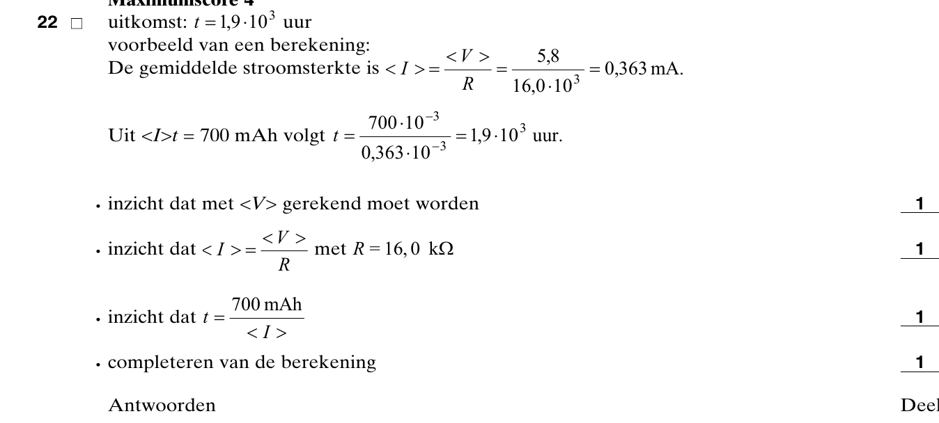 beoordelingsmodel vraag 22