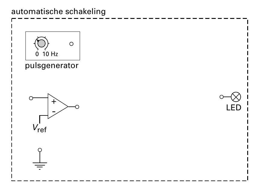 automatische schakeling 0 10 Hz pulsgenerator + - LED Vref