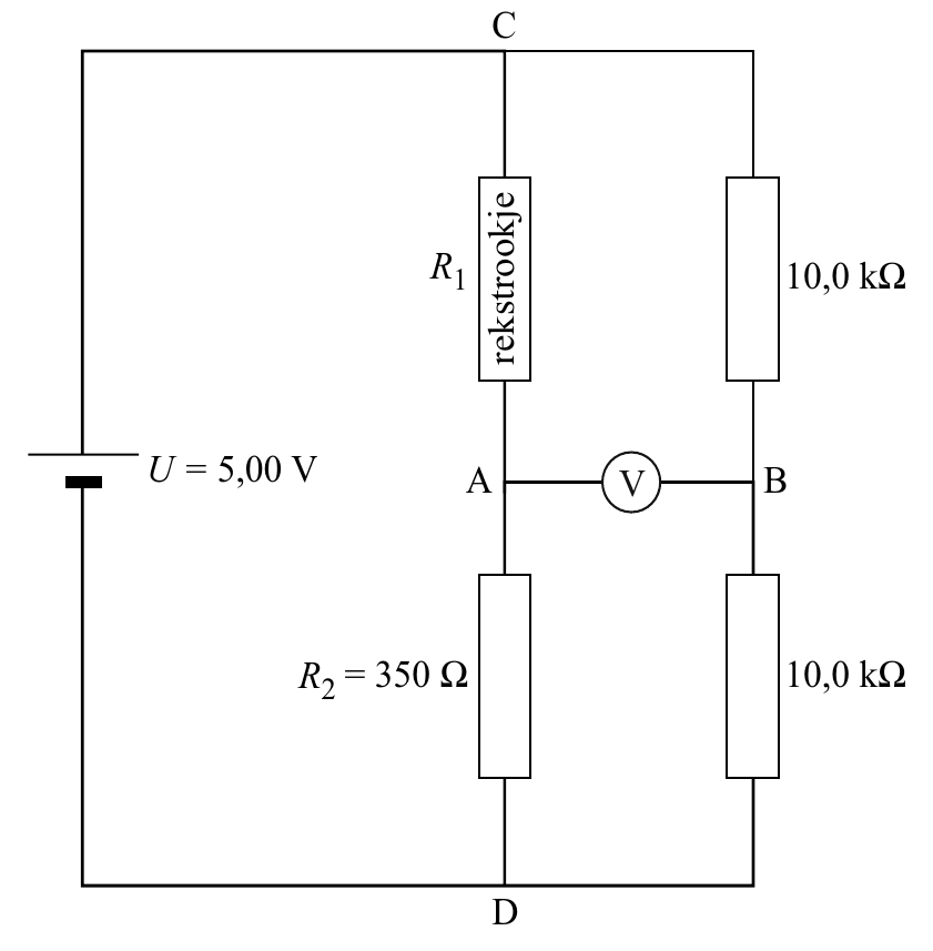 ejkoortsker C R 1 10,0 kΩ U = 5,00 V A V B R = 350 Ω 10,0 kΩ 2 D